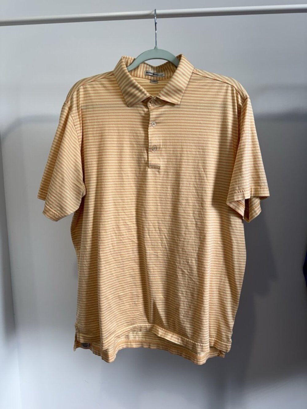 Peter Millar Summer Comfort Golf Polo Men's Large Orange Yellow Stripe